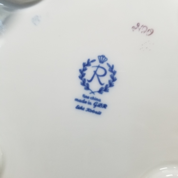 Reichenbach Echt Kobalt Blue Porcelain Serving Bowl Pierced With Feet And Rose - Picture 2 of 15